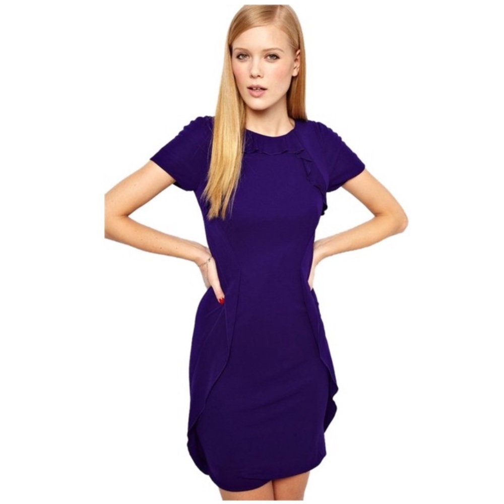 Karen Millen purple ruffle dress
